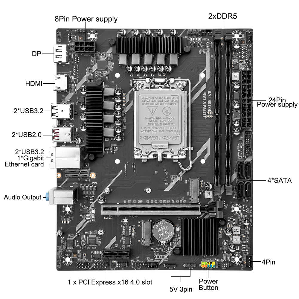 Материнская плата JGINYUE H810 – обзор и цена Ddr5 64Gb